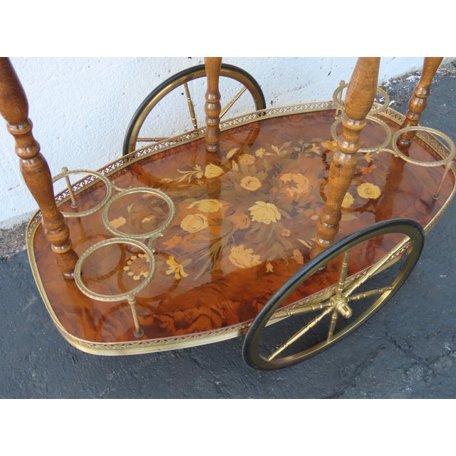 Italian Inlay Bar Server Tea Coffee Cart 6582 For Sale - Image 10 of 14