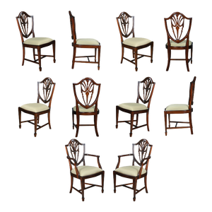 Drape Carved Shield Back Chairs - Set of 10