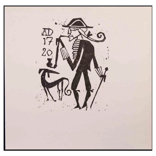 Figure, Original Woodcut Print, Mid 20th-Century For Sale