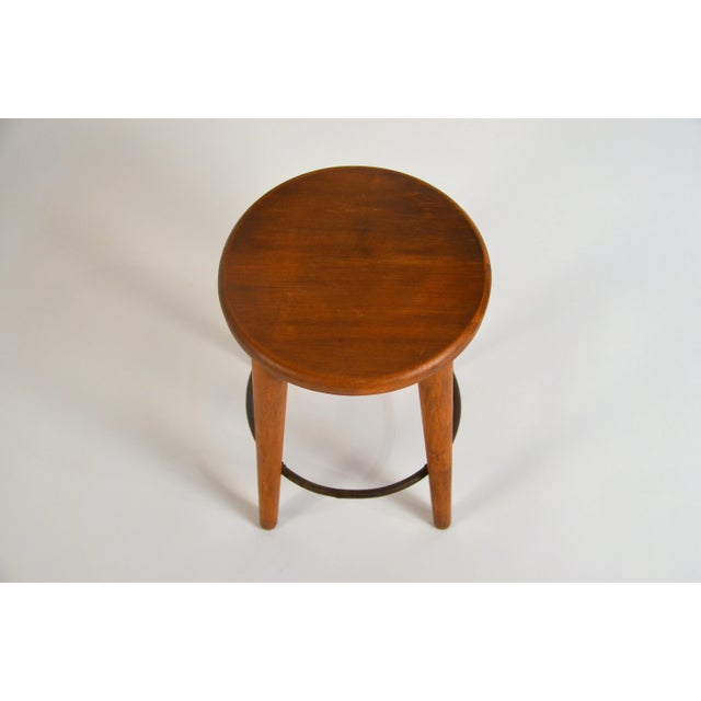 Cinnamon Patinated Oak Stool in the Style of Les Artisans De Marolles For Sale - Image 8 of 11