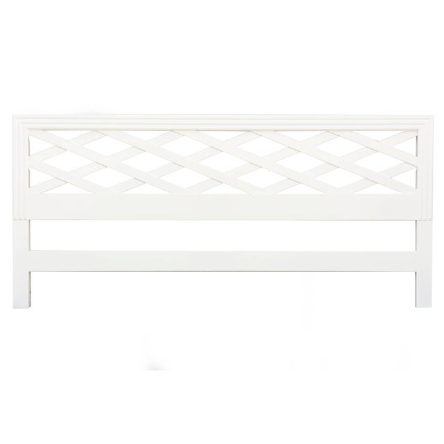 Paul Frankl Style Mid Century Modern White Lacquered Wood King-Size Headboard, 1950's For Sale - Image 9 of 9