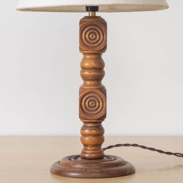Wood French Carved Wood Table Lamp by Charles Dudouyt For Sale - Image 7 of 11