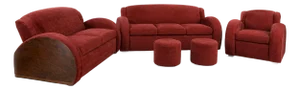 Art Deco French Living Room Set Red Chenille