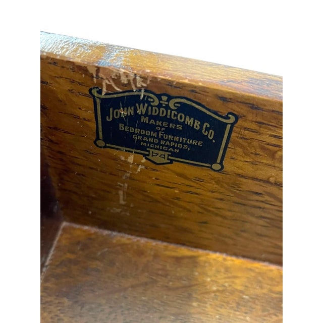 Vintage John Widdicomb Two Drawer Painted Side Table With Cabriole Legs and Decorative Motifs For Sale - Image 9 of 11