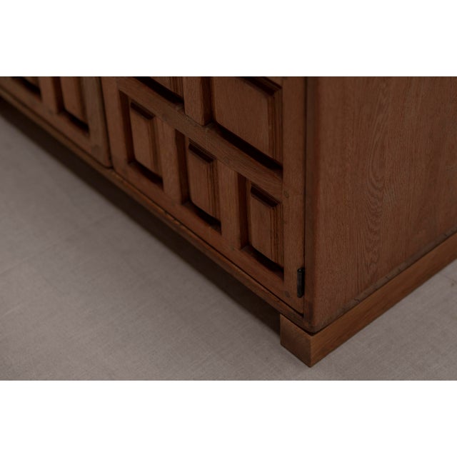Brutalist Spanish Cabinet in Oak, 1970s For Sale - Image 9 of 13