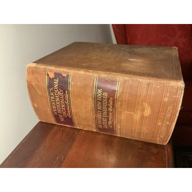 Traditional Antique Wood Dictionary Stand With Webster's New International Dictionary For Sale - Image 3 of 12