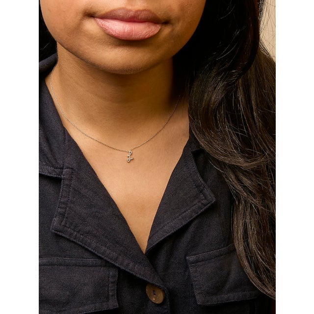 10K Yellow Gold Diamond Accent "L" Initial Script Style Pendant Necklace For Sale - Image 4 of 5