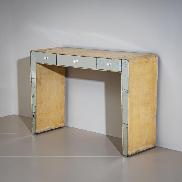 Wood Vanity Console With Mirrored Front, Italy, 1950s For Sale - Image 7 of 15