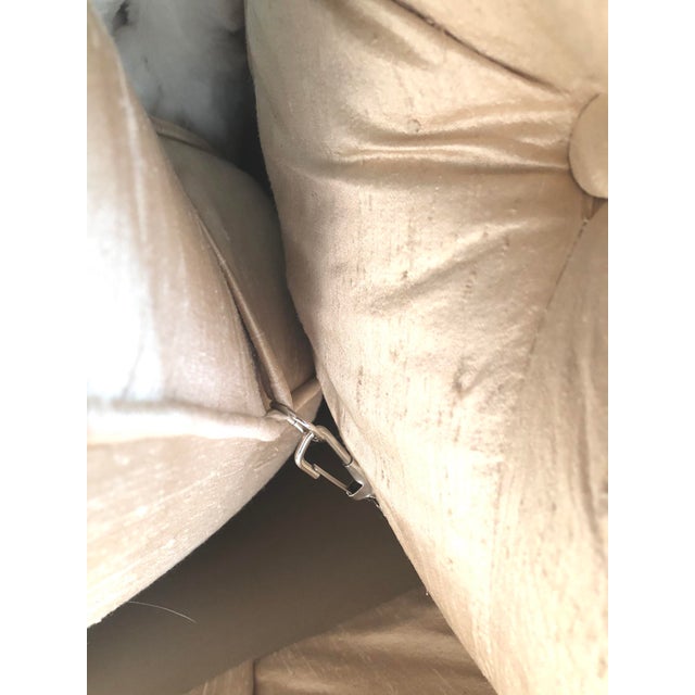 Custom Furniture Builders Elegant 100% Silk Sofa Gorgeous! Fringed Pillows Included! For Sale - Image 4 of 11