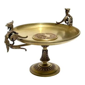 19th Century French Grand Tour Aphrodite Bronze Tazza With Gryphon Handles