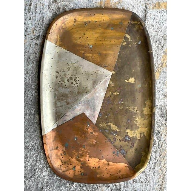 Late 20th Century Vintage Boho Multi Metal Serving Tray For Sale - Image 5 of 6