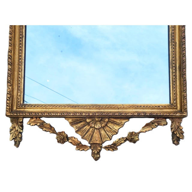 Gold Antique Italian Carved Wood Parcel Gilt Neoclassical Urn Wall Mirror For Sale - Image 8 of 10