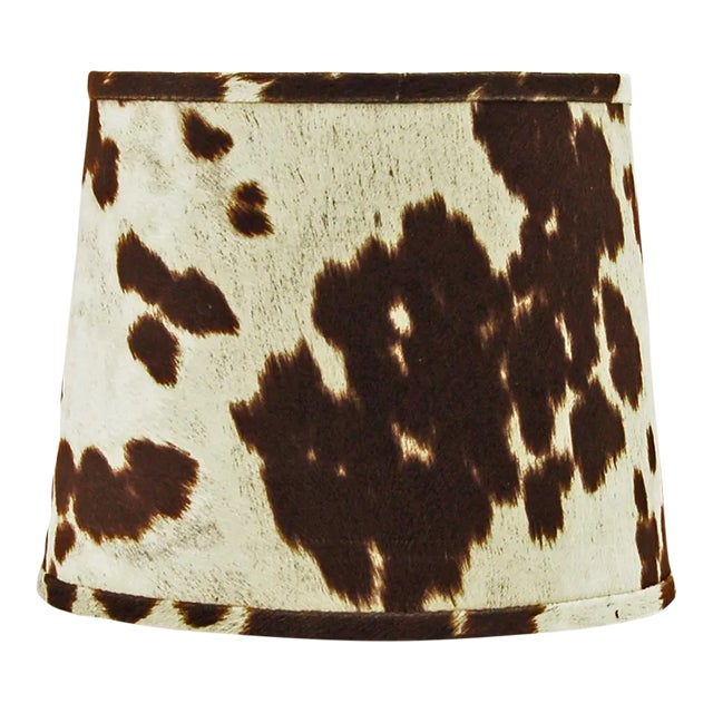 14" Brown Faux Cowhide Drum Lamp Shade For Sale