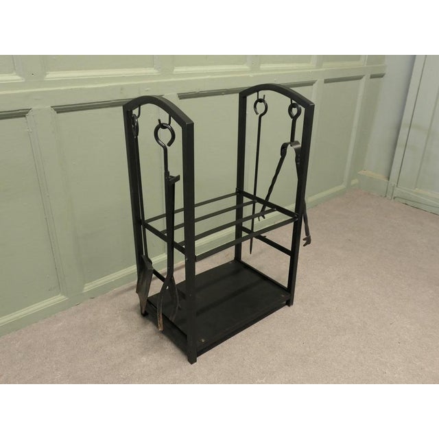 Swedish Postmodern Ironwork Log Tidy and Tools, 1960, Set of 5 For Sale - Image 3 of 8