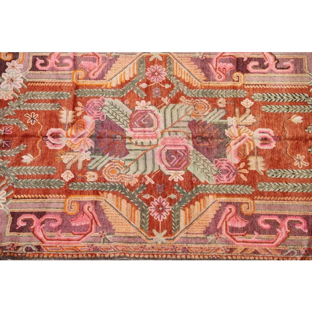 Textile Vintage Area Rug | Samarkand Rug | Floral Colorful Rug For Sale - Image 7 of 10