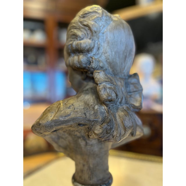 Circa 1910 French Terra Cotta on Marble Bust of Young Boy - By Fernand Cian For Sale In Phoenix - Image 6 of 7