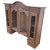Antique hanging wall hutch with chicken wire and carved doors, drawers, and removable shelving. No maker's marks.