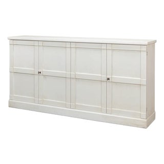 Classic White Paneled Buffet, 75 Inches Wide, 15 Deep For Sale