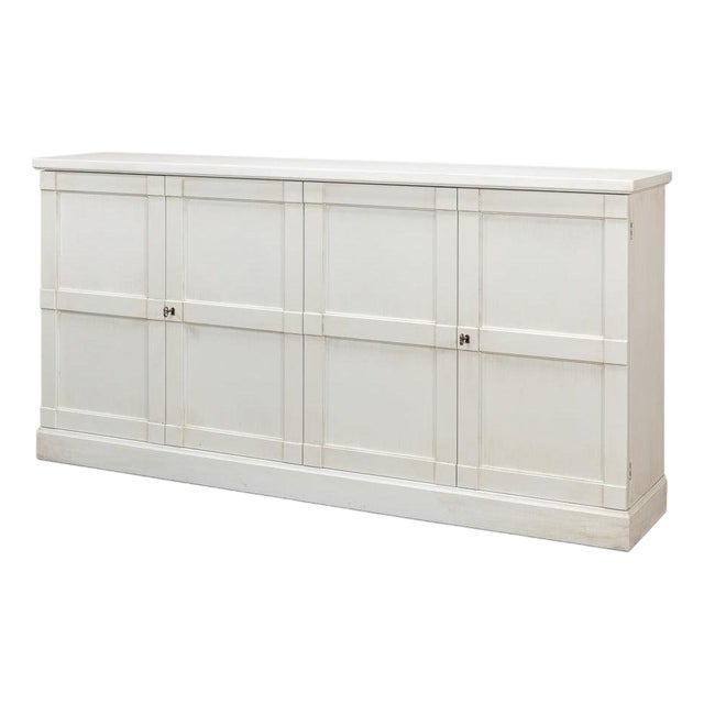 Classic White Paneled Buffet, 75 Inches Wide, 15 Deep For Sale