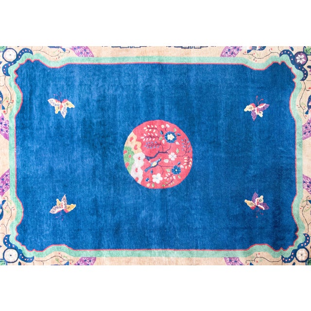 Royal Blue Early 20th Century Chinese Art Deco Rug For Sale - Image 8 of 15