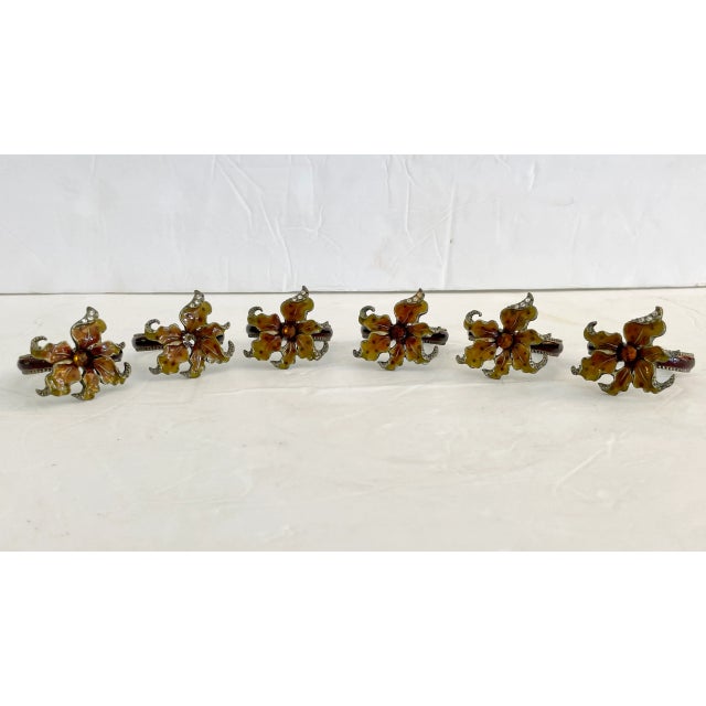 Pink and Red Flowers Napkin Rings - Set of 12 For Sale - Image 9 of 13