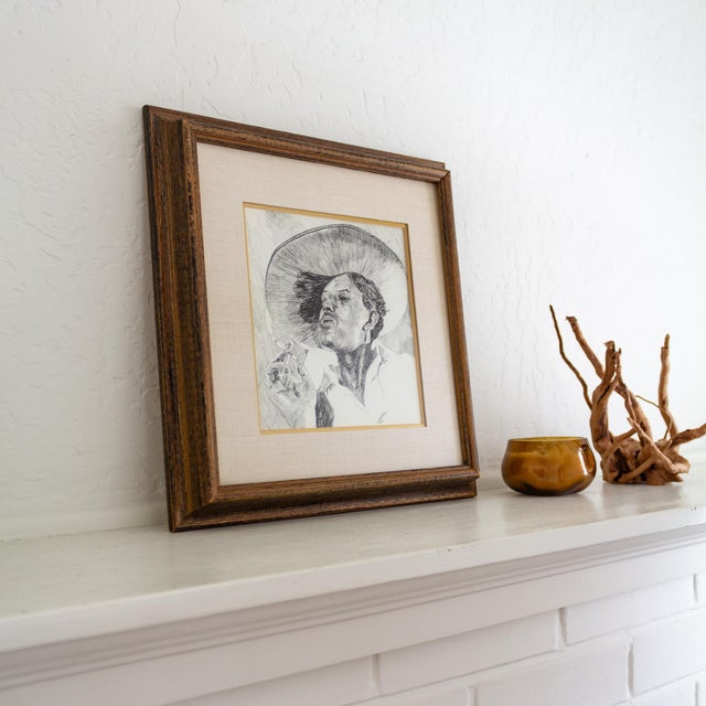 Early 20th Century Pen and Ink Portrait by Texas Artist Weldon Amerine For Sale - Image 4 of 9