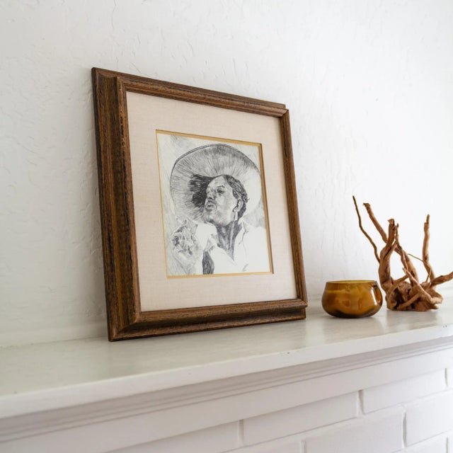Early 20th Century Pen and Ink Portrait by Weldon Amerine For Sale - Image 4 of 9