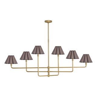 Polly Chandelier, Natural Brass with Umber Scalloped Shade - 2 cartons For Sale