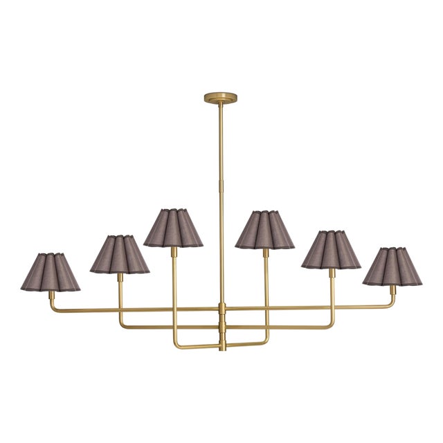 Regina Andrew Polly Chandelier, Natural Brass with Umber Scalloped Shade - 2 cartons For Sale