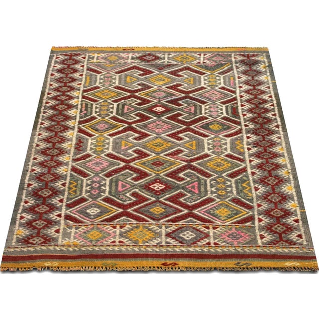 1950s 1950s Turkish Kilim For Sale - Image 5 of 6