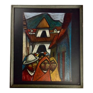 Vintage Mid Century Painting by Ecuadorian Artist Arturo Nieto For Sale