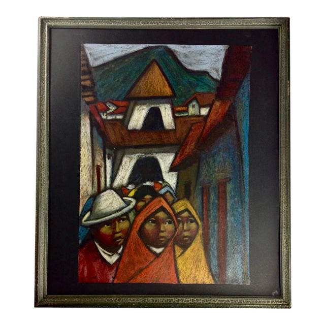 Vintage Mid Century Painting by Ecuadorian Artist Arturo Nieto For Sale