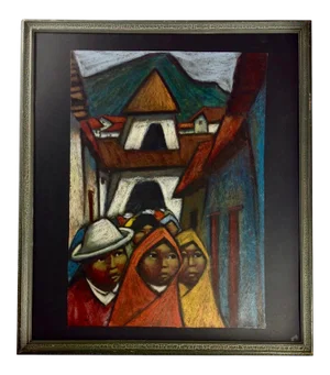 Vintage Mid Century Painting by Ecuadorian Artist Arturo Nieto