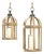 Open Wood Lantern with Glass Hurricane - Set of 2 For Sale
