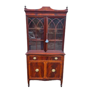 Early 20th Century George III Style Satinwood Inlaid Mahogany Display Cabinet