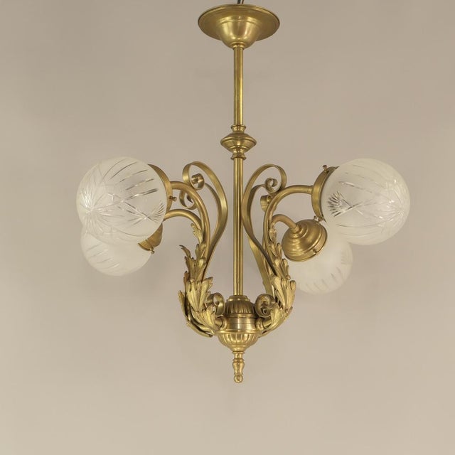 Viennese Baroque Chandelier with Hand-Cut Glass Shades, Austria, 1900s, 1890s For Sale - Image 10 of 10