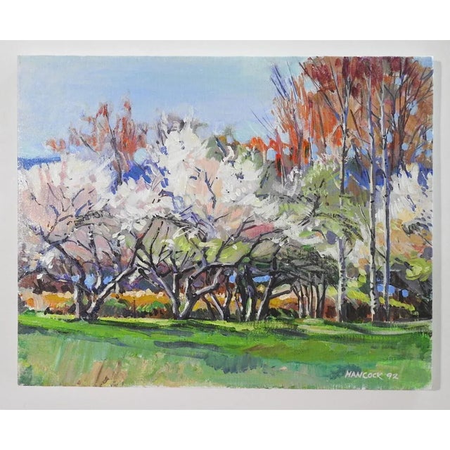 1992 Impressionist Blossoming Orchard Trees Landscape Painting For Sale In Seattle - Image 6 of 7