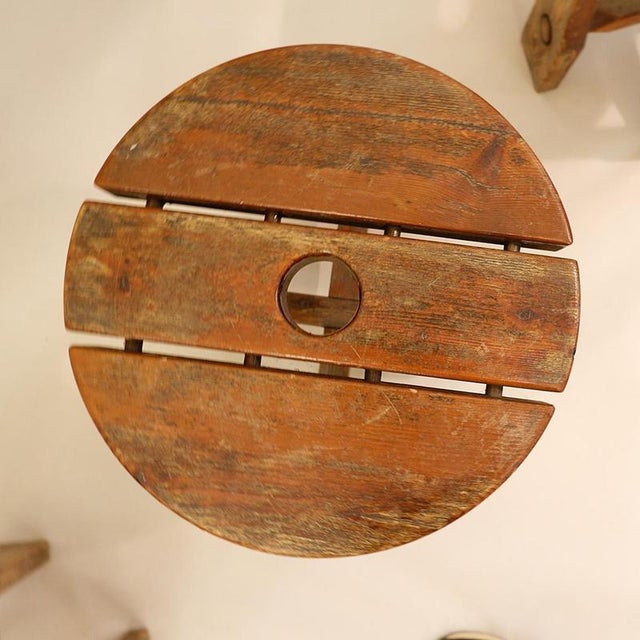 Pine Stools, Sweden, 1940s, Set of 3 For Sale - Image 12 of 13