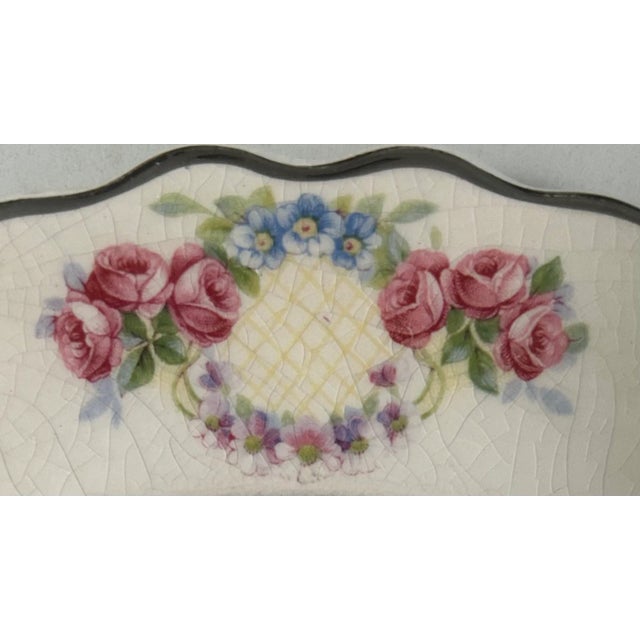 Limoges, France Limoges Pink Floral and Silver Trim Art Deco Dessert Plates - Set of 5 For Sale - Image 4 of 7