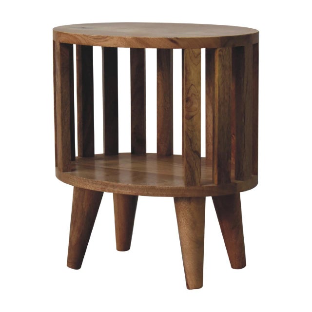 Light Oak-Finish Mango Wood Japanese-Inspired Open-Shelf Nightstand For Sale - Image 4 of 8