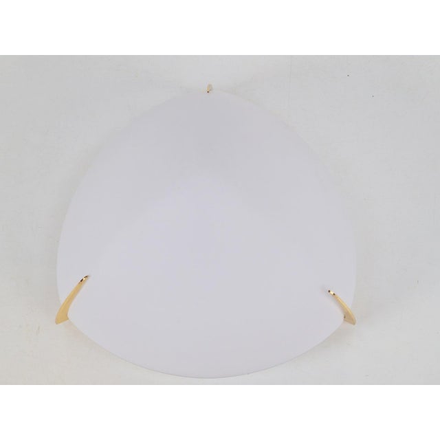 Regency Brass and White Glass Ceiling Lamp from Milan, Spain, 1970s For Sale - Image 9 of 14