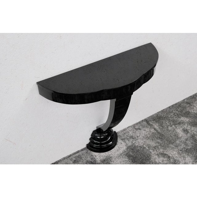 Art Deco Semi-Circular Console Table in Black High-Gloss Lacquer, 1930s For Sale - Image 4 of 9