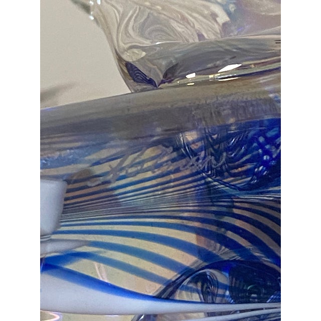 Contemporary Signed Stuart Abelman Iridescent Art Glass Swan Sculpture For Sale - Image 13 of 15