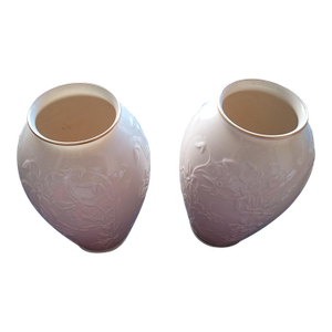 1980s Gorgeous Pair of Lenox Usa Embossed Decorative Vases