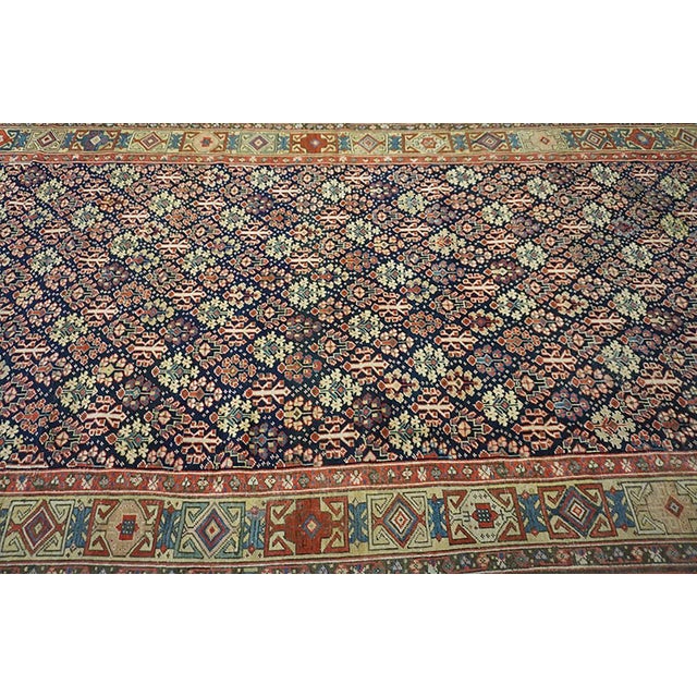 Mid 19th Century Distinctive Allover-Floral Design on Navy Background Color Antique Persian Gallery Runner For Sale - Image 5 of 9