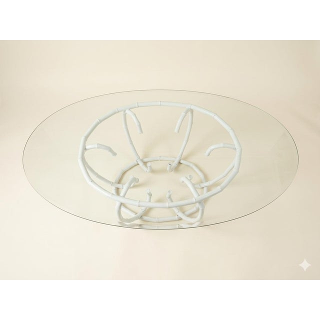 White Vintage Mid Century Faux Bamboo Metal Coffee Cocktail Table For Sale - Image 8 of 8