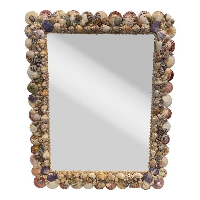 1980s Shell Encrusted Wall Mirror For Sale