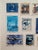 2020s Framed Vintage Postage Stamp Collage, Petites Couleurs: Bleu For Sale - Image 5 of 11