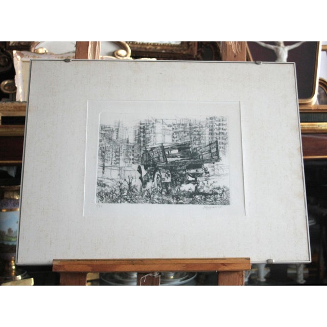 Black Renzo Vespignani, Camion in Periferia, Aquafort Etching, Mid-20th Century For Sale - Image 8 of 8