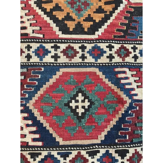 Textile 19th Century Caucasian Flat Rug Kilim Rug For Sale - Image 7 of 10